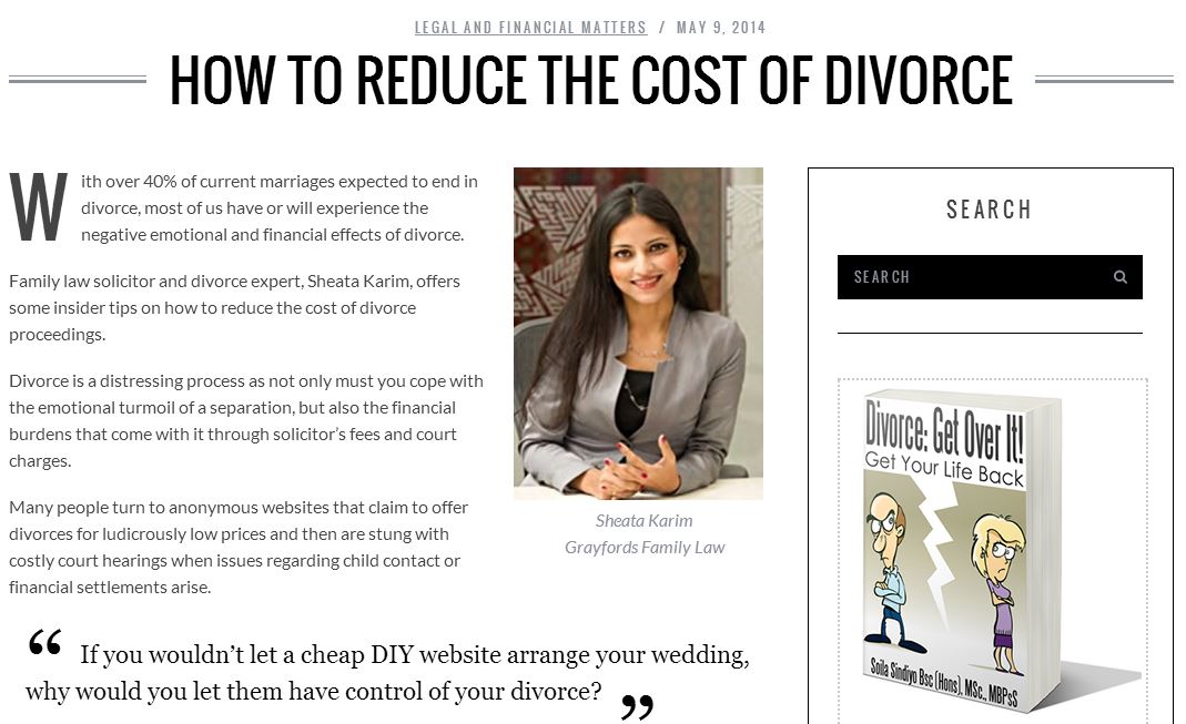 ‘how To Reduce The Cost Of Divorce’ In The Divorce Magazine